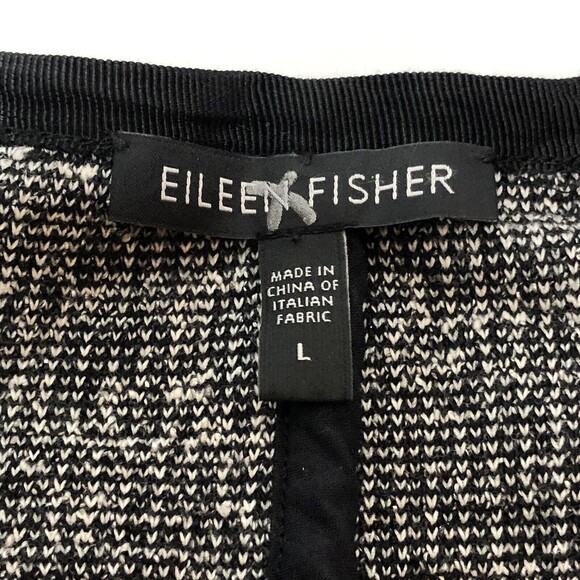 Eileen Fisher Black Tweedy Knit Sweater Jacket Ponte Sz L Full Zip Tweed Career - Picture 3 of 9